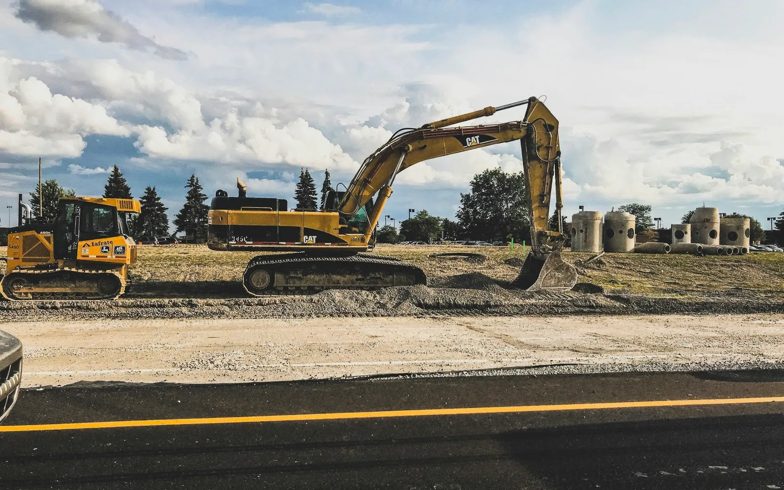 Excavator working at a construction site