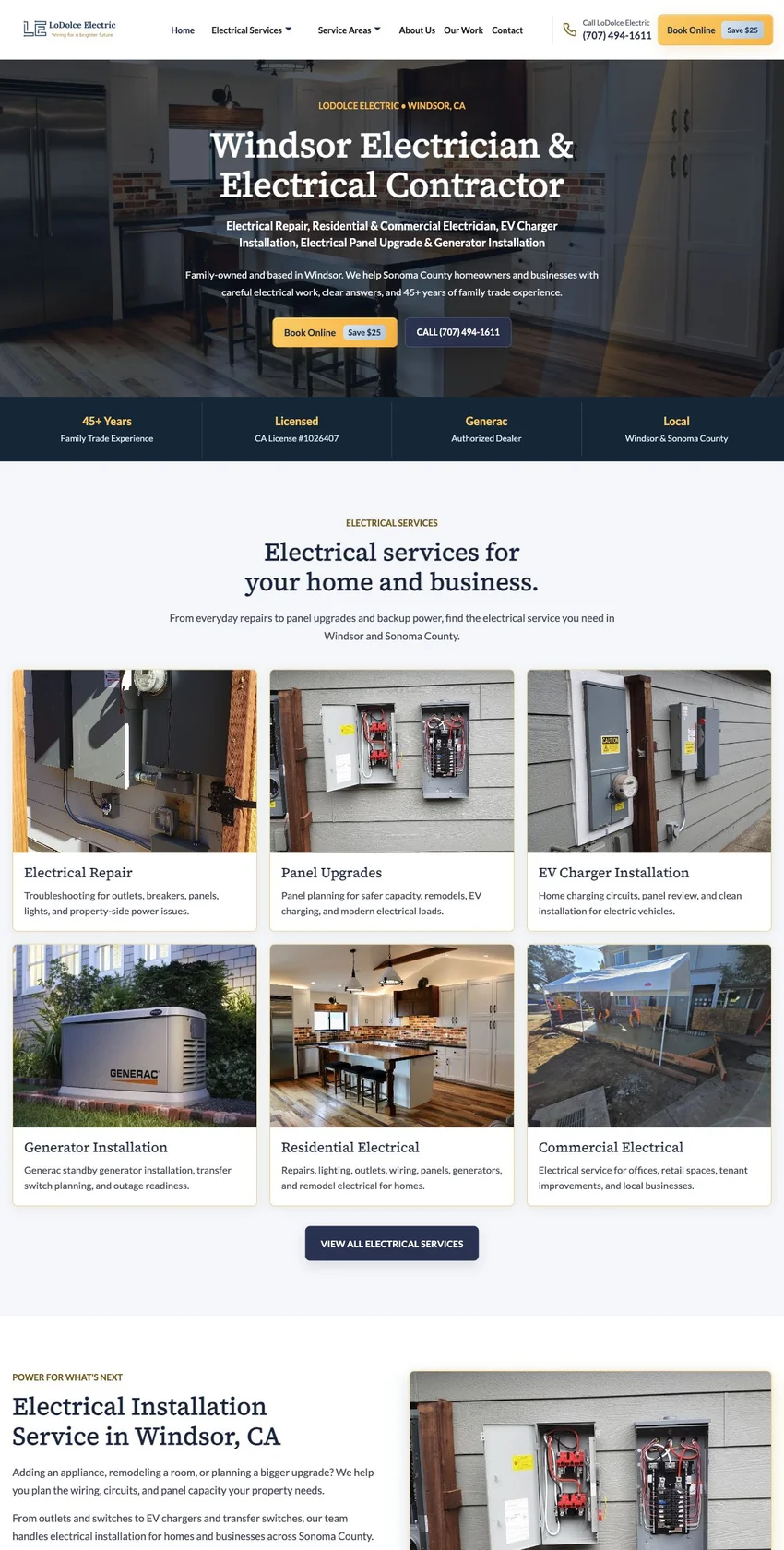 Example of a electrical services website
