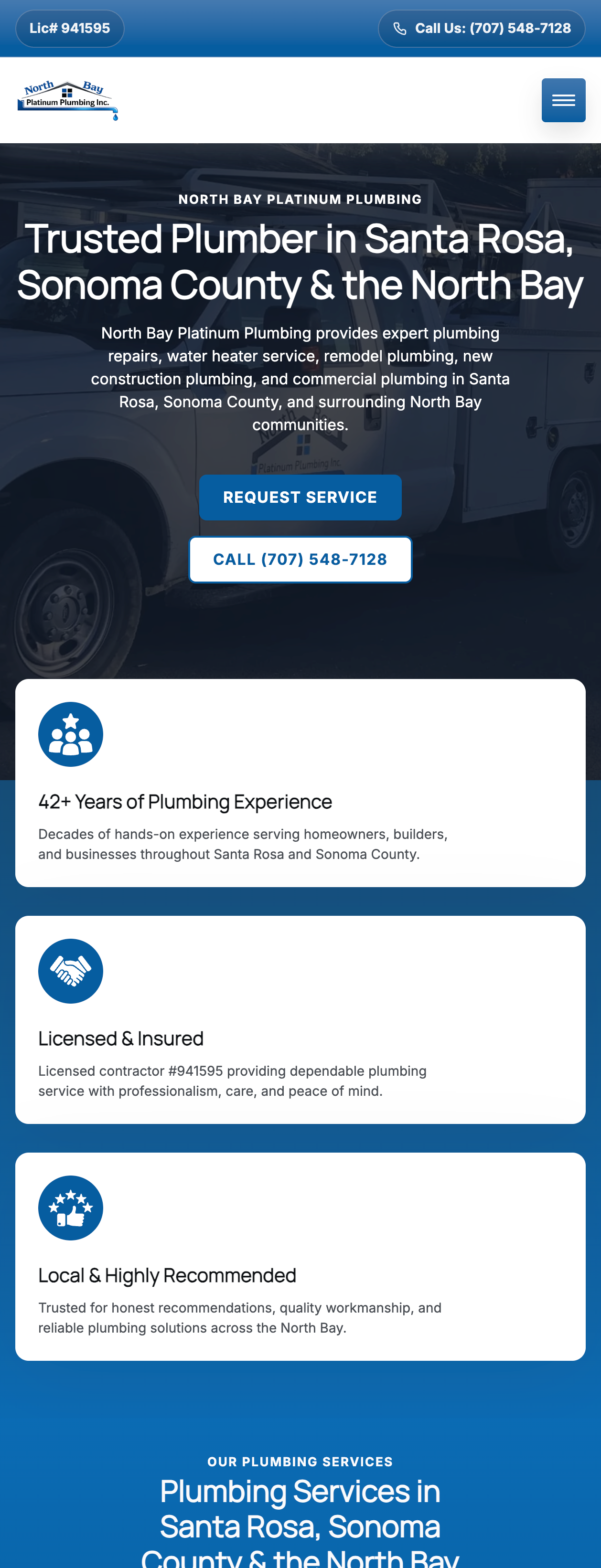 North Bay Platinum Plumbing website preview